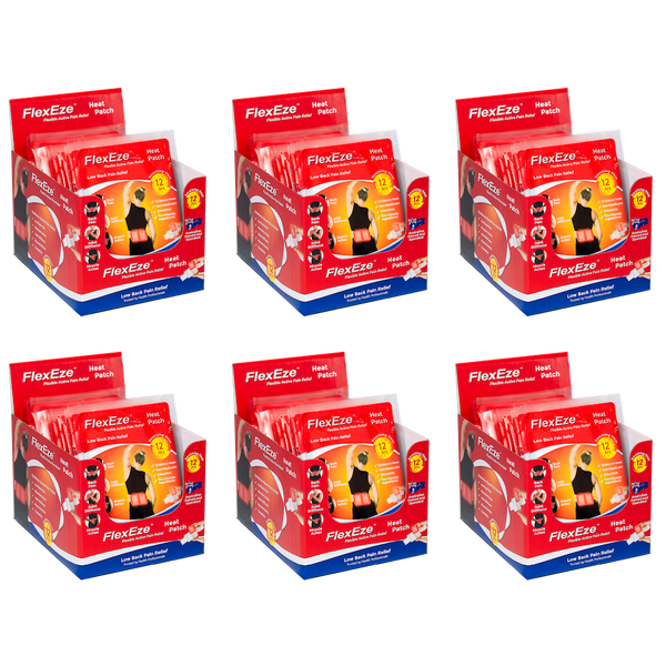 FlexEze air-activated heat patches for low back pain and muscle aches.
6 boxes of 20 (120 Patches in total) Bulk value carton.
